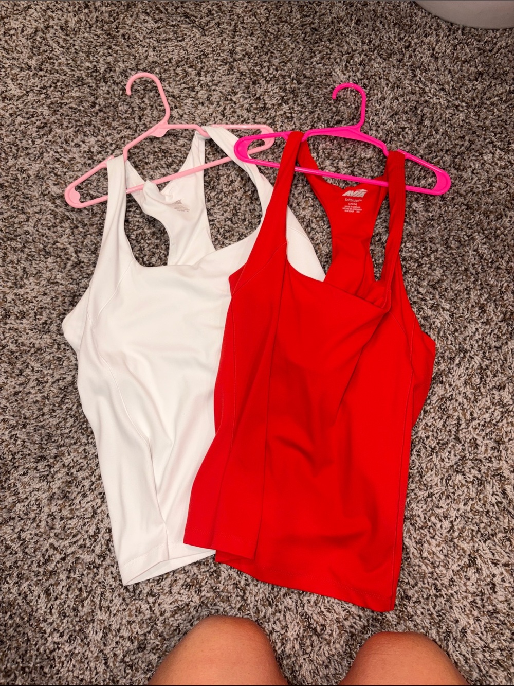 Avia Red & White Racerback Athletic Tank Tops